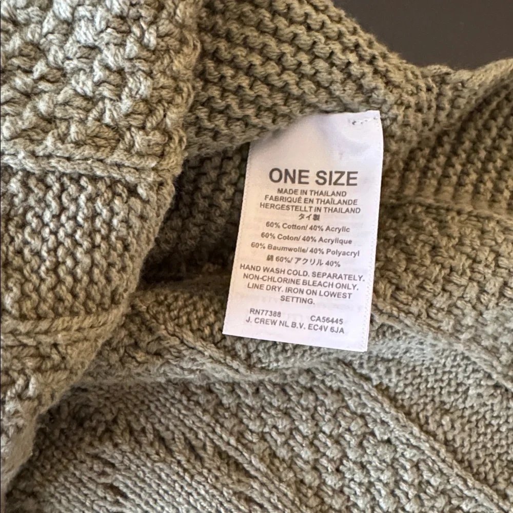 J. Crew Sage Green Ribbed Knit Sweater Poncho One Size